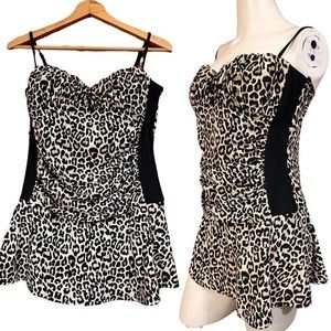 TROPICAL ESCAPE TORRID Style RUFFLED ONE PIECE LEOPARD PRINT PADDED SWIMSUIT 16